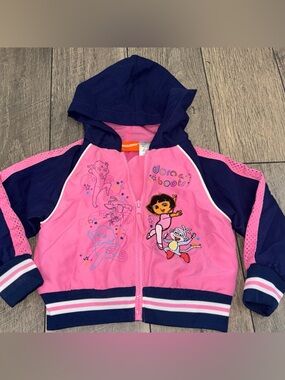 Nickelodeon Dora & Boots Pink and Navy Hooded Jacket Size 3T (2008)
